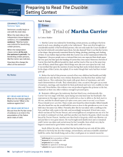 The Trial of Martha Carrier Preparing to Read The Crucible: Setting