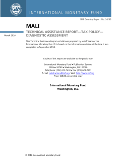Mali: Technical Assistance Report: Tax Policy -- Diagnostic