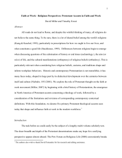 Protestant Accents in Faith and Work