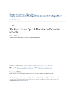 The Government Speech Doctrine and Speech in Schools