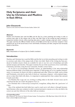 Holy Scriptures and their Use by Christians and Muslims