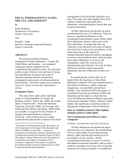 fiscal federalism in canada, the usa, and germany