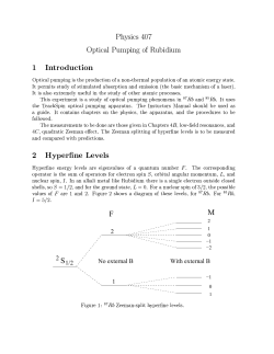 Physics 407 Optical Pumping of Rubidium 1 Introduction Optical