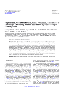 Trophic resources of the bivalve, Venus verrucosa, in the Chausey