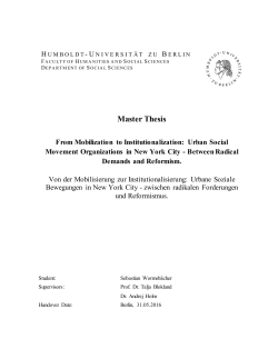 Urban Social Movement Organizations in New York City