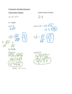 6.5 Operations with Radical Expression Product Property of