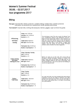 Women`s Summer Festival 30.06. – 02.07.2017 tour programme 2017