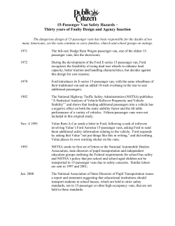 15-Passenger Van Safety Hazards &ndash; Thirty years of Faulty Design