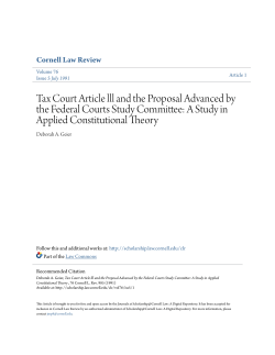 Tax Court Article lll and the Proposal Advanced by the Federal