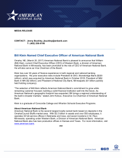 Bill Klein Named Chief Executive Officer of American National Bank