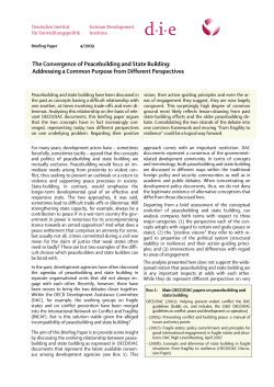 The Convergence of Peacebuilding and State Building