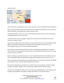 China Fact Sheet: China is the world`s most populous country, with a