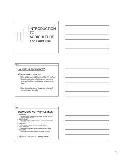 INTRODUCTION TO AGRICULTURE and Land Use