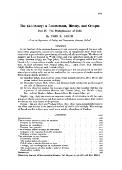 4&deg;7 The Cell-theory: a Restatement, History, and Critique