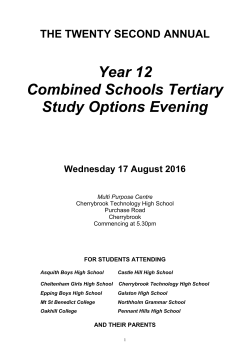 Year 12 Combined Schools Tertiary Study Options Evening