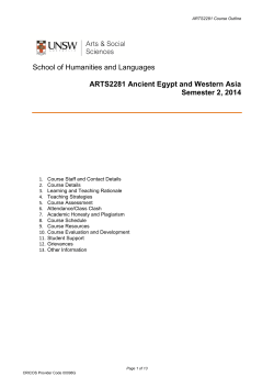 ARTS2281 Ancient Egypt and Western Asia