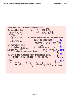 Lesson 2.3 Fraction and Decimal Equivalents.notebook