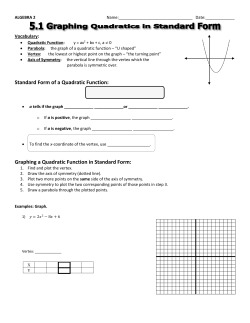 Standard Form of a Quadratic Function: Graphing a Quadratic
