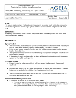Wandering, Exit Seeking and Egress Control Po