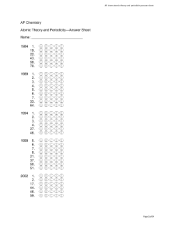AP Chemistry Atomic Theory and Periodicity&mdash;Answer Sheet Name