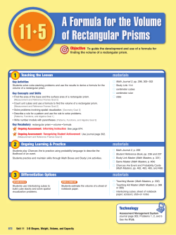Lesson 11.5 A Formula for the Volume of Rectangular Prisms