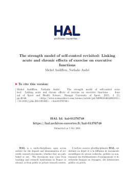 The strength model of self-control revisited - HAL