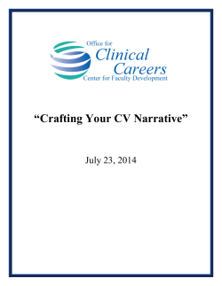 “Crafting Your CV Narrative” - Center for Faculty Development