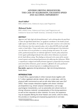 ADVERSE DRIVING BEHAVIOURS: THE CASE OF AGGRESSION