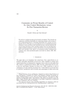 Constraints on Private Benefits of Control: Ex Ante