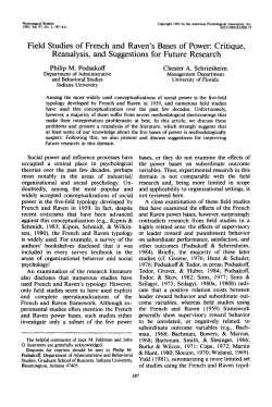 Field Studies of French and Raven`s Bases of Power: Critique