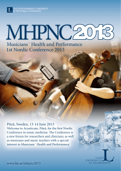 Musicians&acute; Health and Performance 1st Nordic Conference