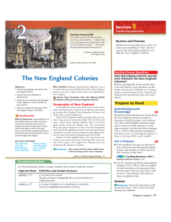 Section 2 The New England Colonies