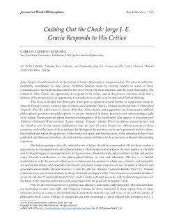 Cashing Out the Check: Jorge J. E. Gracia Responds to His Critics