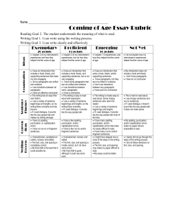 Coming of Age Essay Rubric