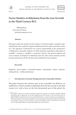 Factor Markets in Babylonia from the Late Seventh to