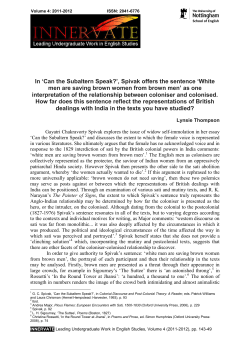 `Can the Subaltern Speak?`, Spivak offers the sentence `White men