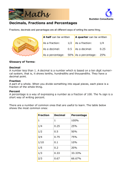 Fractions Percentages and Decimals