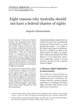 Eight reasons why Australia should not have a federal charter of rights
