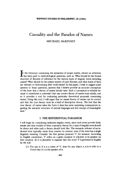 "Causality and the Paradox of Names", Midwest Studies in Philosophy