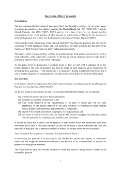 1 Deprivation of liberty in hospital Introduction The law governing