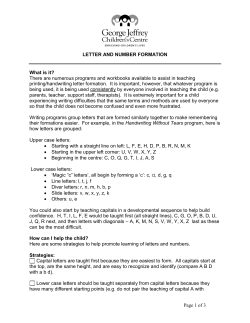 letter and number formation - George Jeffrey Children`s Centre