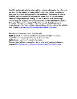 Cultural Formulation Interview - American Psychiatric Association