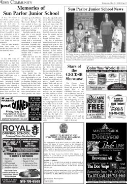 Memories of Sun Parlor Junior School