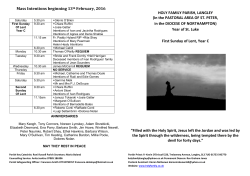 Mass Intentions beginning 13th February, 2016 HOLY FAMILY