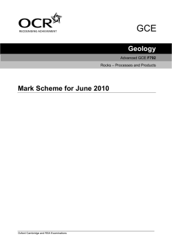 Mark scheme - Unit F792 - The rocks - Processes and