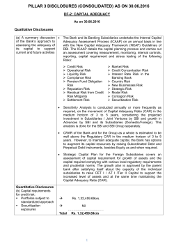 pillar 3 disclosures (consolidated) as on 30.06.2016