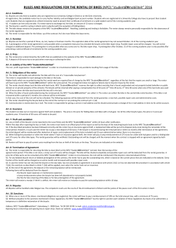RULES AND REGULATIONS FOR THE RENTAL OF BIKES (NPO