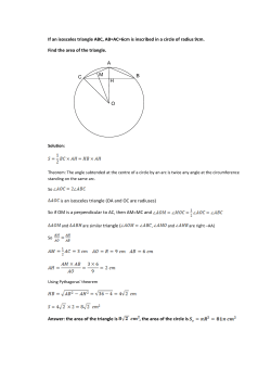 If an isosceles triangle ABC, AB=AC=6cm is inscribed in a circle of