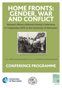 Conference programme Home fronts: Gender, War and Conflict