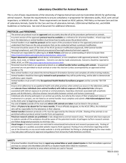 Laboratory Checklist for Animal Research